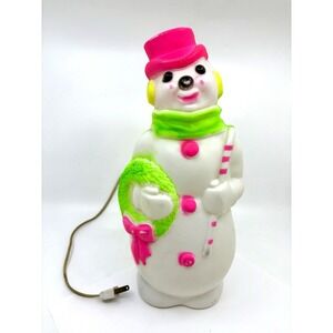 1968 Empire Plastic Blow Mold Christmas 13" Light Up Plugin Snowman Read*